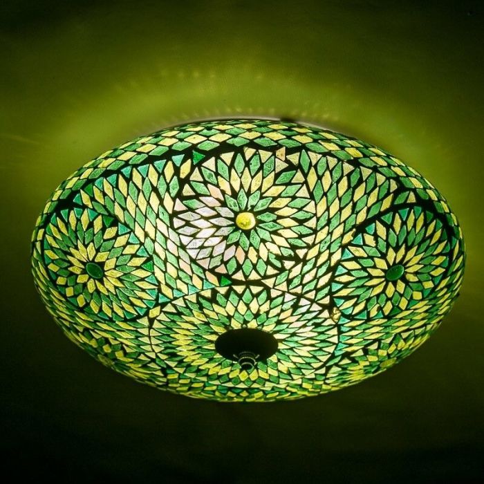 Green oriental flush ceiling light mosaic, Louay