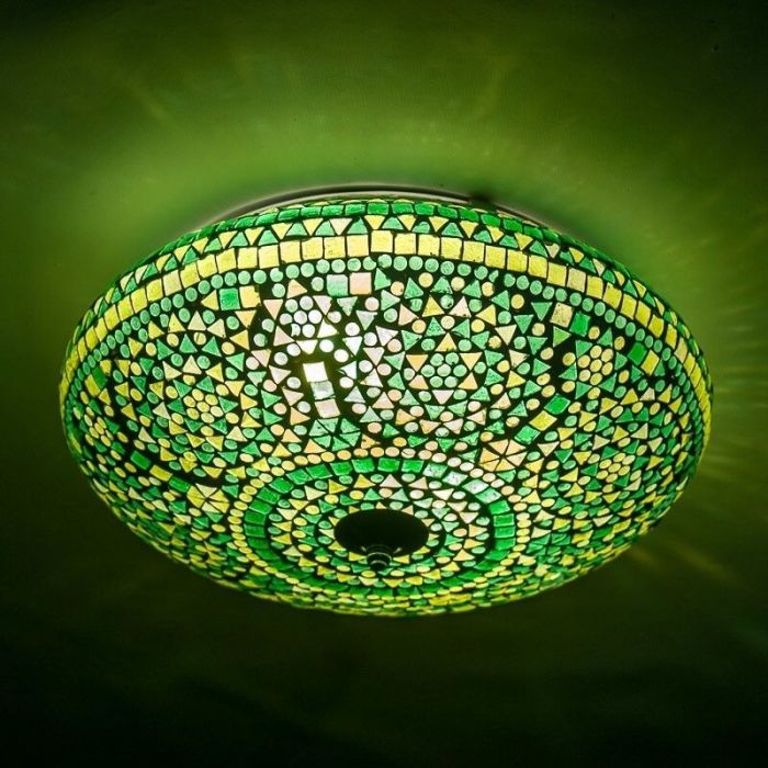 Green oriental flush ceiling light mosaic, Louay