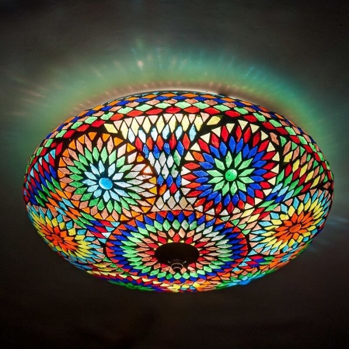 Multicoloured oriental flush ceiling light mosaic, Louay