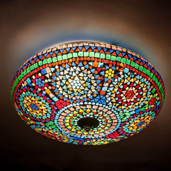 Multicoloured oriental flush ceiling light mosaic, Louay