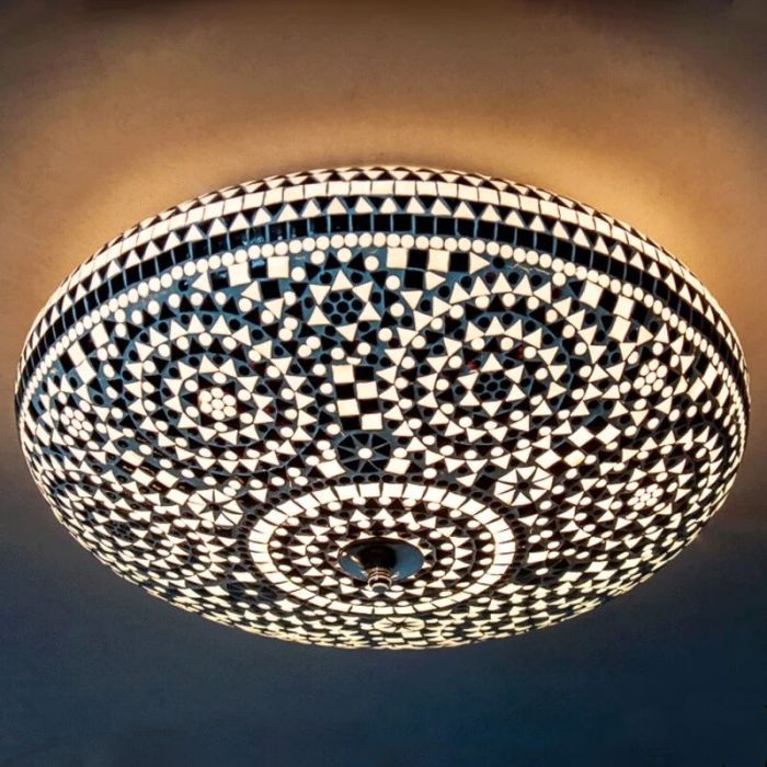 Blue oriental flush ceiling light mosaic, Annas