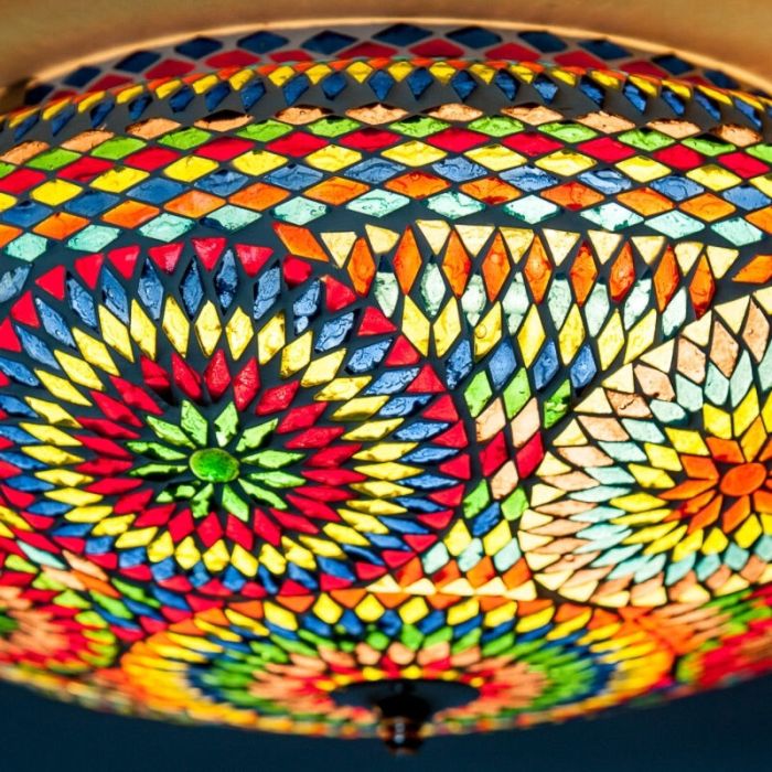 Multicoloured oriental flush ceiling light mosaic, Annas