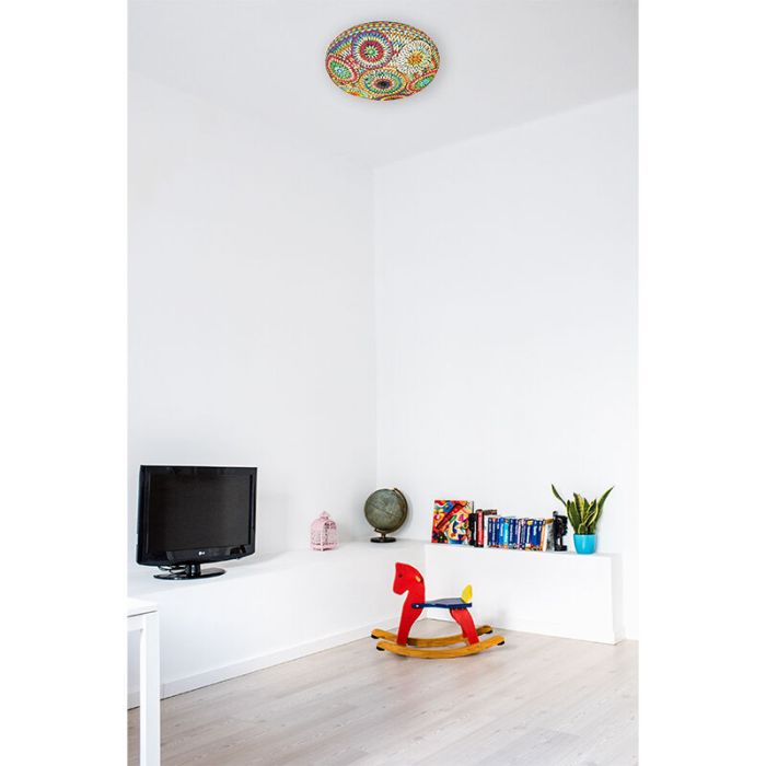 Multicoloured oriental flush ceiling light mosaic, Annas