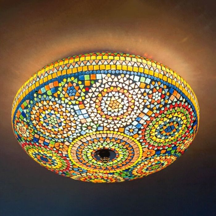 Multicoloured oriental flush ceiling light mosaic, Annas