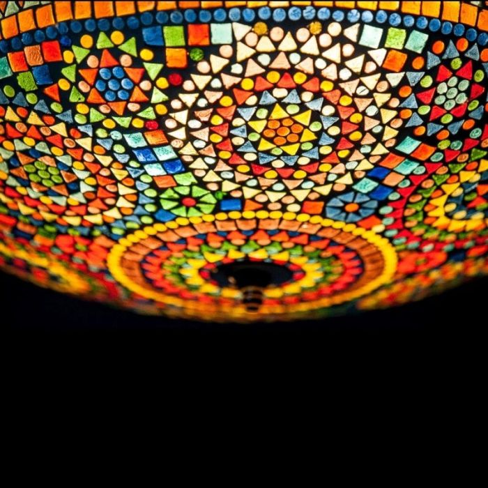 Multicoloured oriental flush ceiling light mosaic, Annas