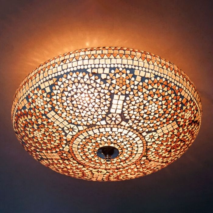 Purple oriental flush ceiling light mosaic, Annas