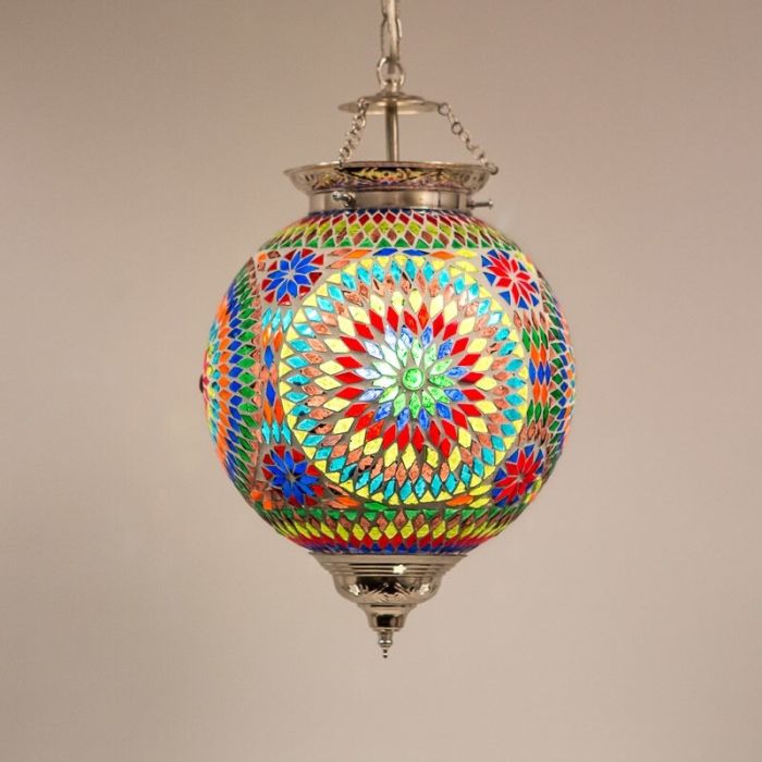 Multicoloured oriental pendant light mosaic, Nisrin