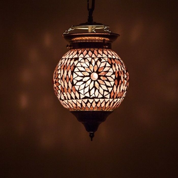 Purple oriental pendant light mosaic, Nisrin