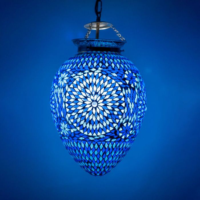 Blue oriental pendant light mosaic, Isa