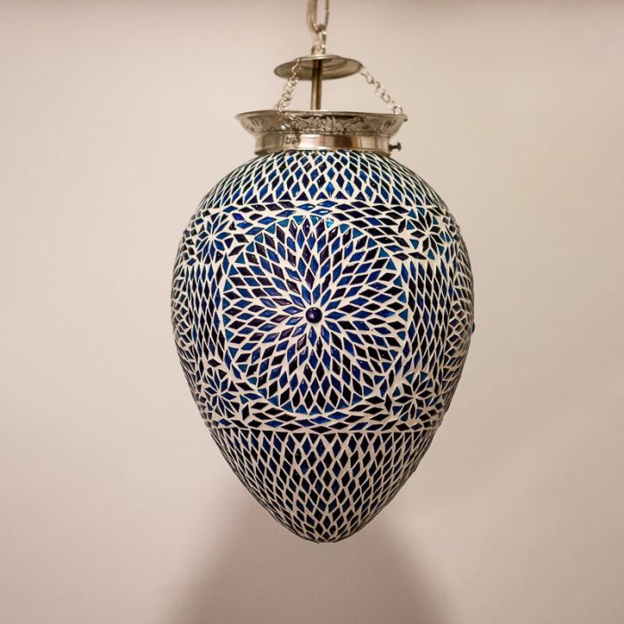Blue oriental pendant light mosaic, Isa