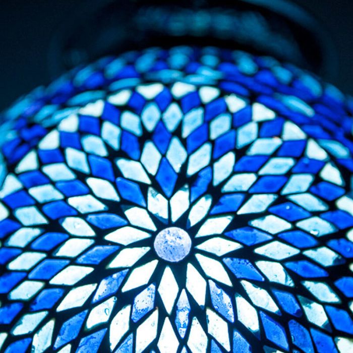 Blue oriental pendant light mosaic, Isa