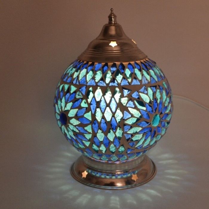 Blue oriental table lamp mosaic, Sabri