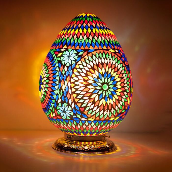 Multicoloured oriental table lamp mosaic, Lara