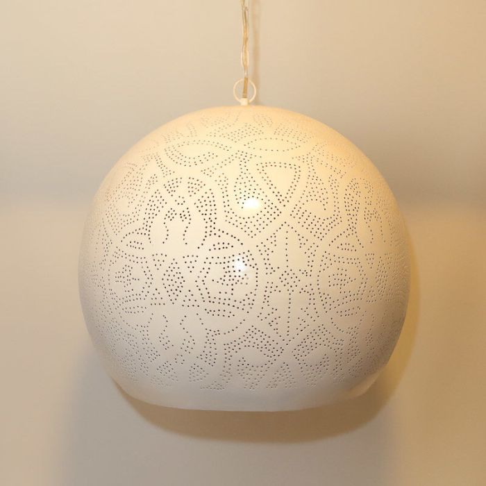 White oriental pendant light filigree, Alyssa