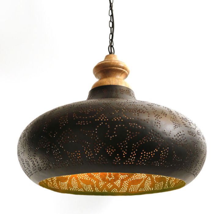 Black oriental pendant light filigree, Zina