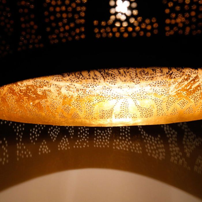 Black oriental pendant light filigree, Zina