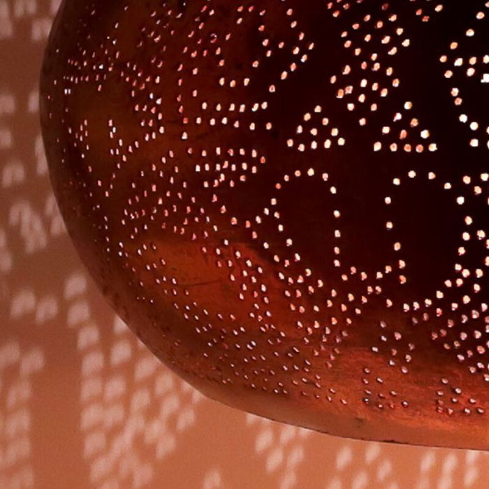 Copper oriental pendant light filigree, Zina