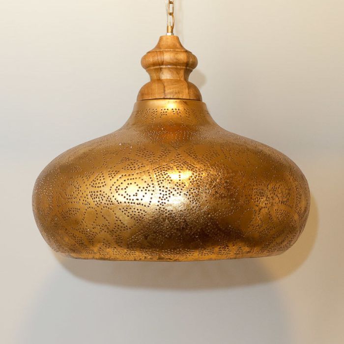 Golden oriental pendant light filigree, Zina
