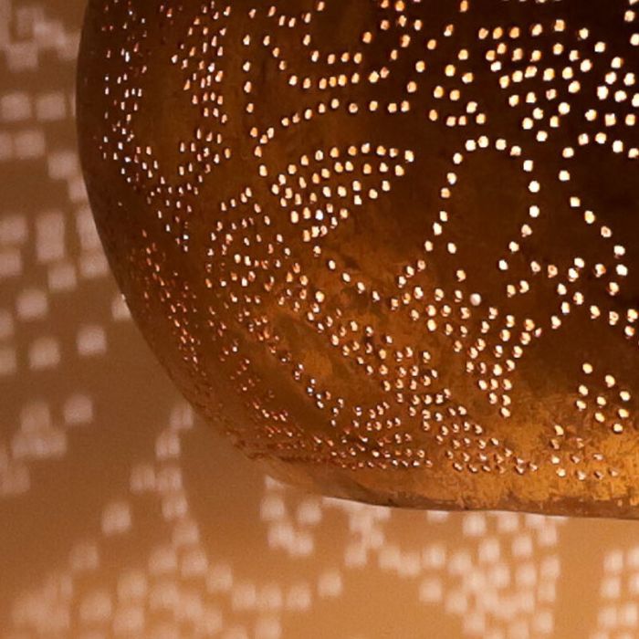 Golden oriental pendant light filigree, Zina