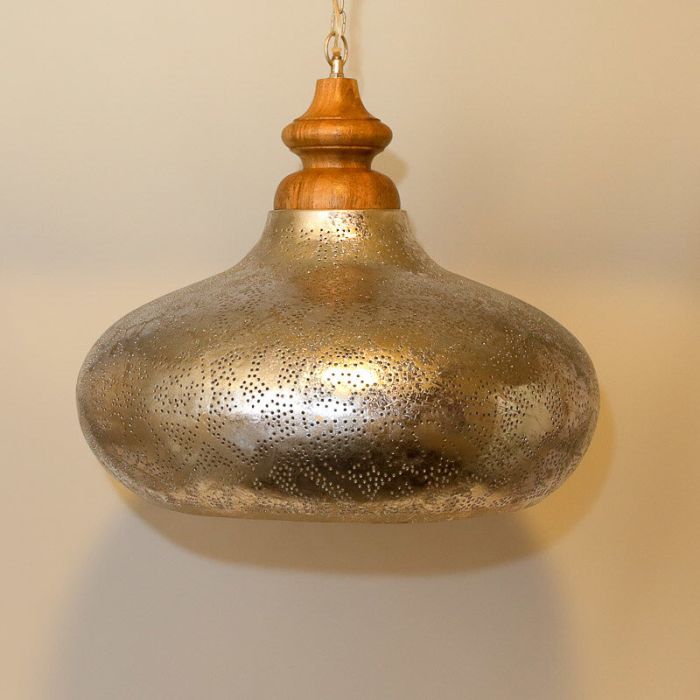 Silver oriental pendant light filigree, Zina