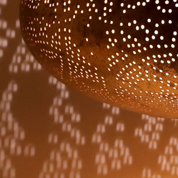 Golden oriental pendant light filigree, Zina