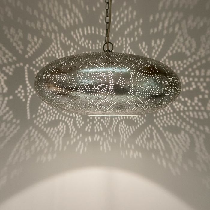 Silver oriental pendant light filigree, Zina