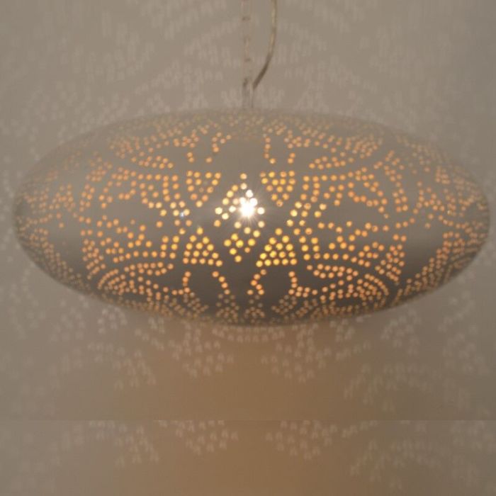White oriental pendant light filigree, Zina
