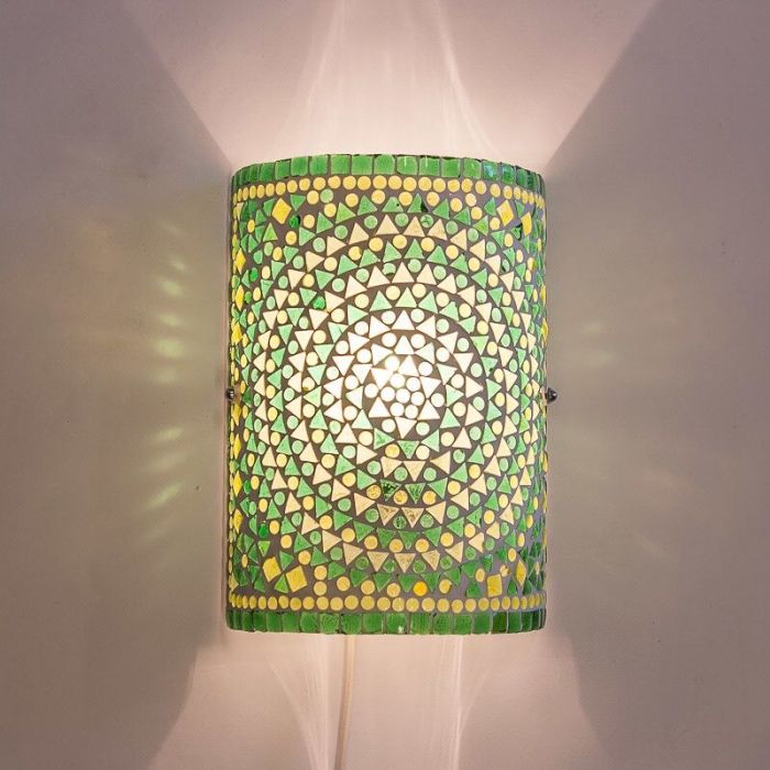 Green oriental wall light mosaic, Mahdia