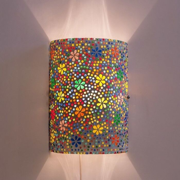 Multicoloured oriental wall light mosaic, Mahdia