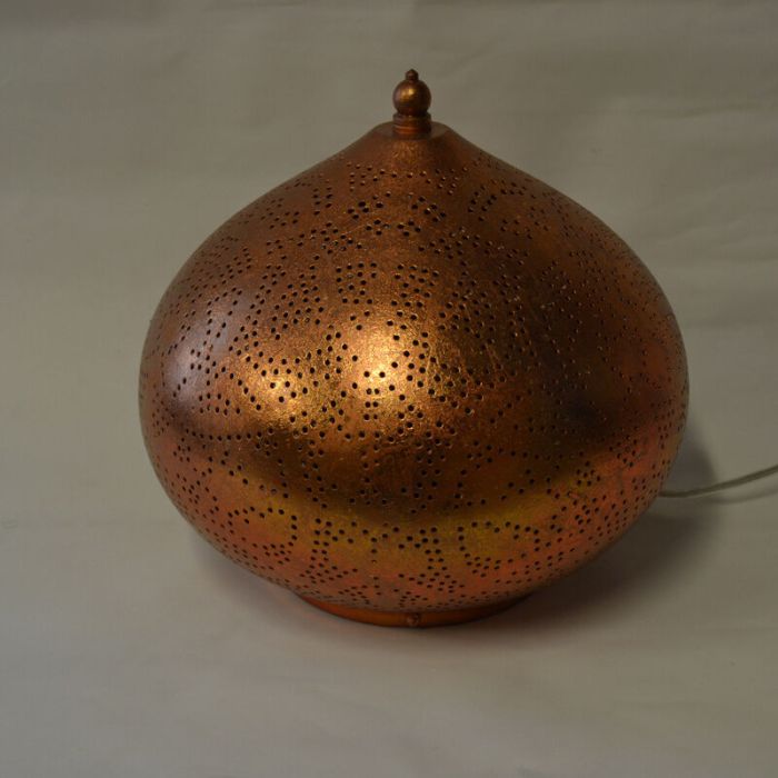 Copper oriental table lamp filigree, Nour