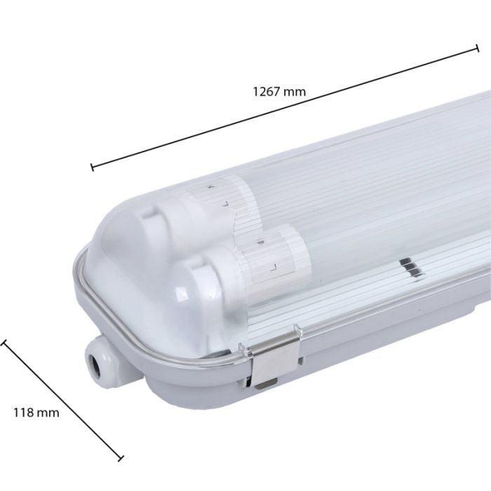 120 cm waterproof LED fluorescent light fitting - Suyata - for 2 fluorescent tubes - IP65