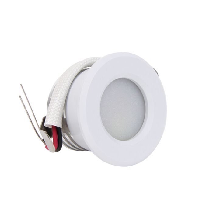 White mini recessed downlight aluminium, Philomena, 1,5W, 3000K LED, IP44