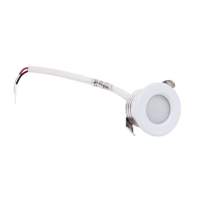 White mini recessed downlight aluminium, Philomena, 1,5W, 3000K LED, IP44