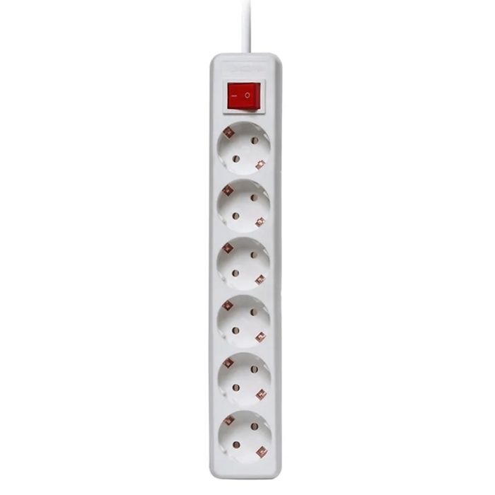6-way power strip with switch 1.5 metres, white