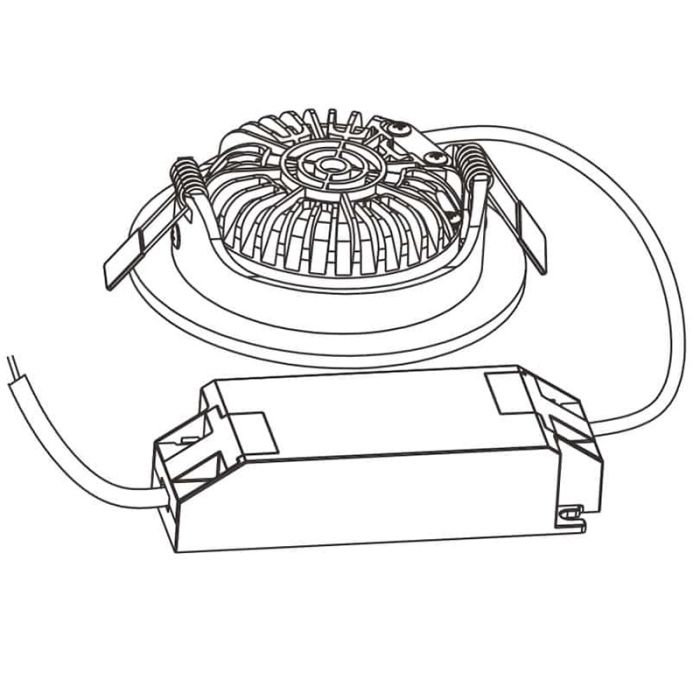 Silver downlight aluminium, Wimke, 5W, 3000K LED, IP44