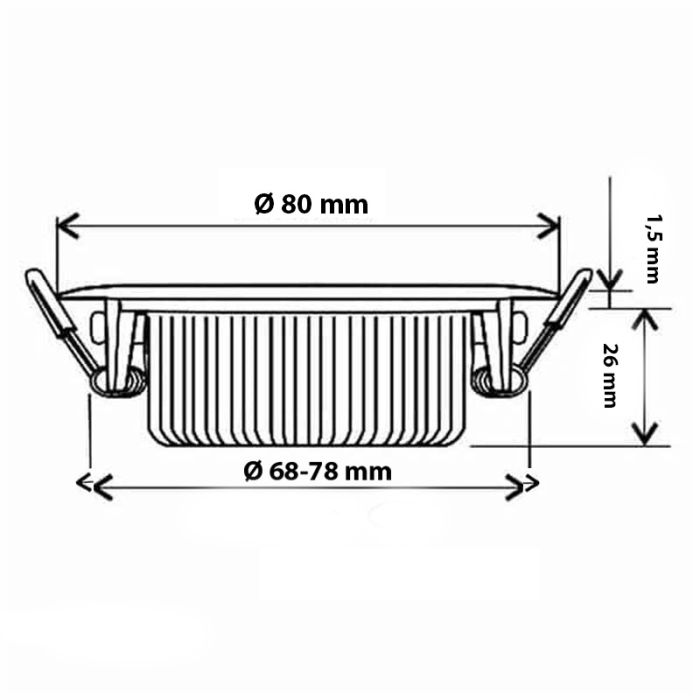 Silver downlight aluminium, Wimke, 5W, dim to warm LED, IP44
