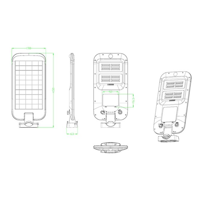Solar LED street light Amsterdam, 18 Watt, 4000K, 2 year warranty