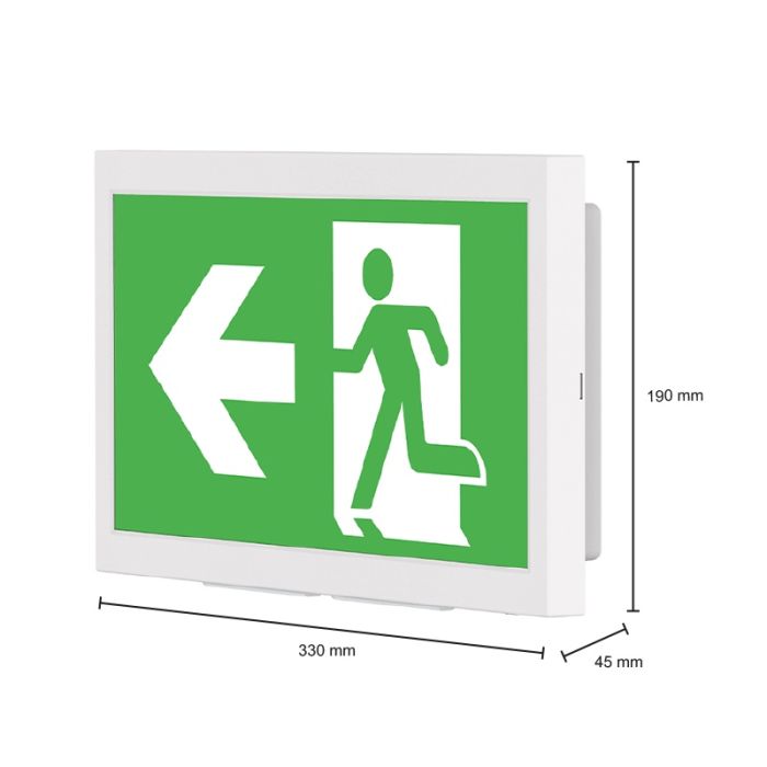 Wall recessed/surface-mounted emergency lighting, 3W, 6000K LED, IP40