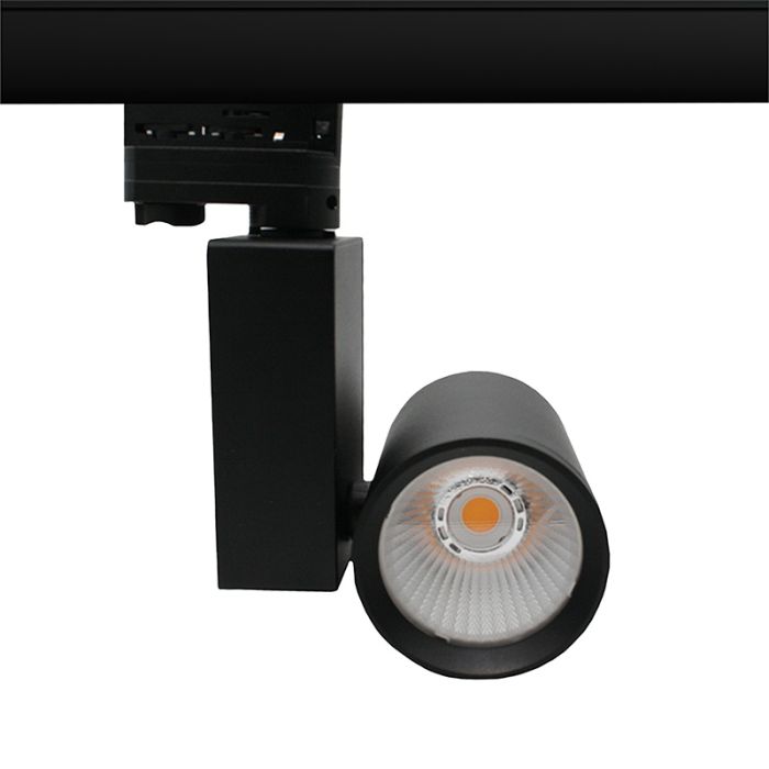 Black 3-phase track spotlight Deena, 18W, 3000K, Pro