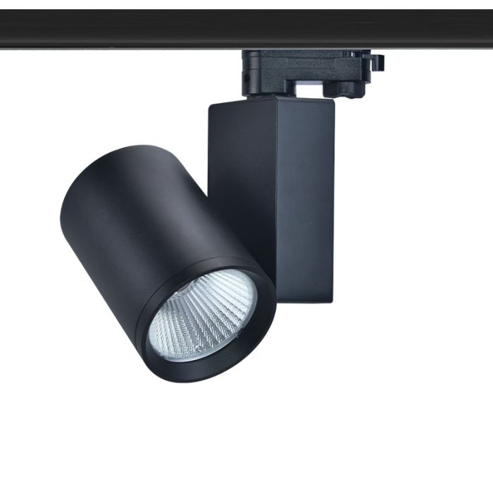 Black 3-phase track spotlight Deena, 18W, 3000K, Pro