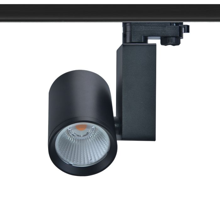 Black 3-phase track spotlight Deena, 18W, 3000K, Pro