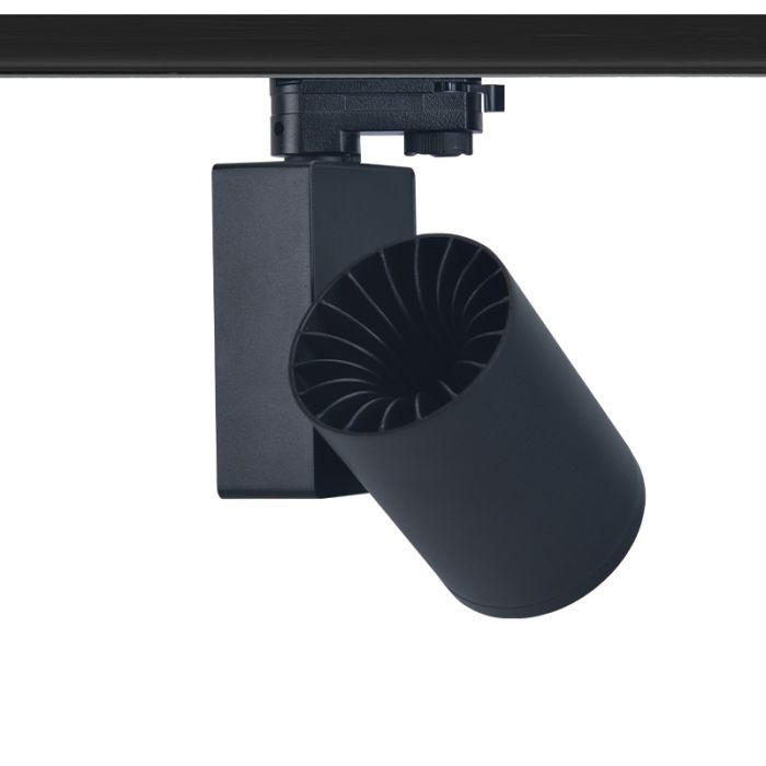 Black 3-phase track spotlight Deena, 18W, 3000K, Pro