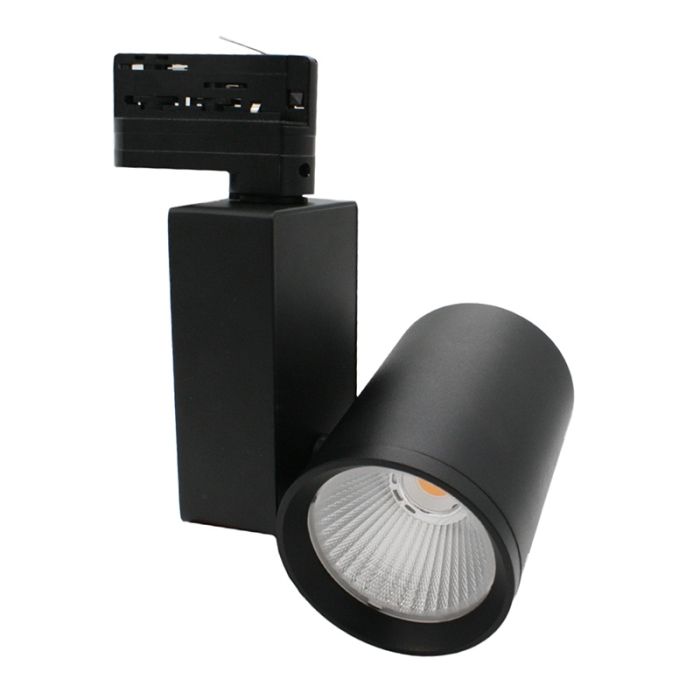 Black 3-phase track spotlight Deena, 18W, 3000K, Pro