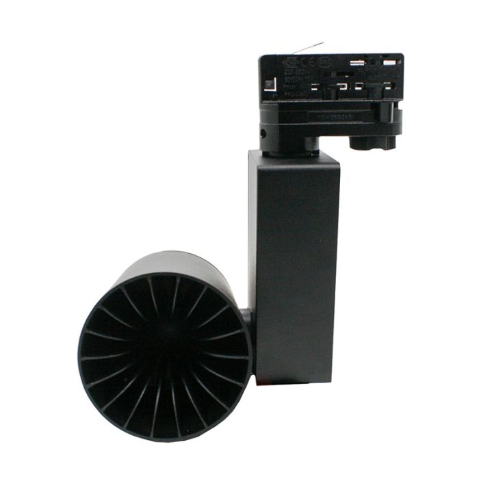 Black 3-phase track spotlight Deena, 18W, 3000K, Pro