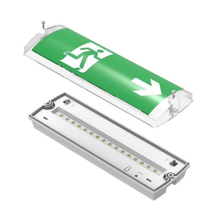 Black emergency lighting incl. pictograms, Pedram, 3W, 6500K LED, IP66