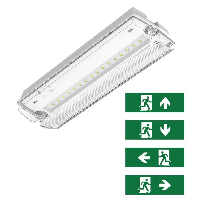 Black emergency lighting incl. pictograms, Pedram, 3W, 6500K LED, IP66