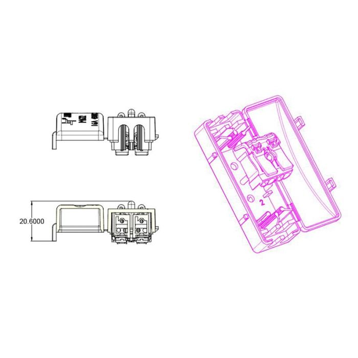 Cable box including connector (2-wire)