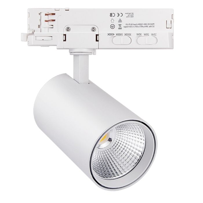 White 3 phase track lighting spotlight, Rozina, 10W/20W/30W, , white switch LED