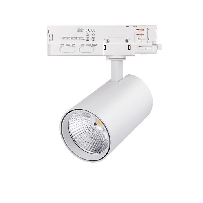 White 3 phase track lighting spotlight, Rozina, 10W/20W/30W, , white switch LED