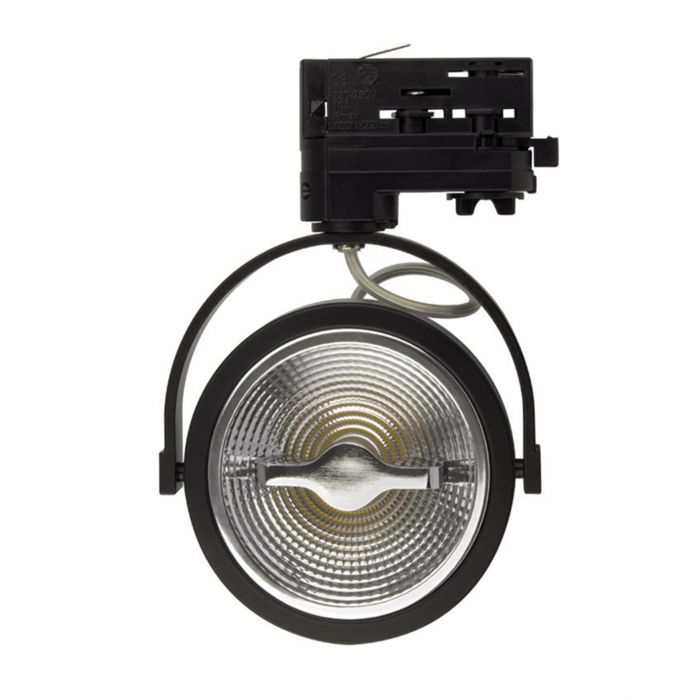 Black 3-phase track spotlight Tirsa, 15W, 4000K, Pro